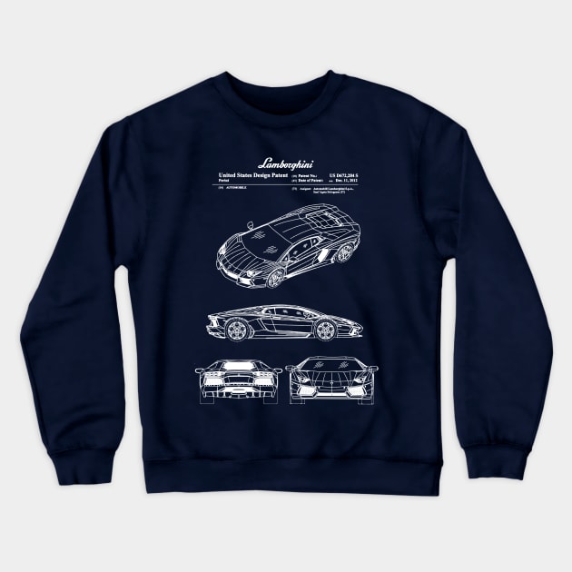 Lamborghini Aventador Patent White Crewneck Sweatshirt by Luve